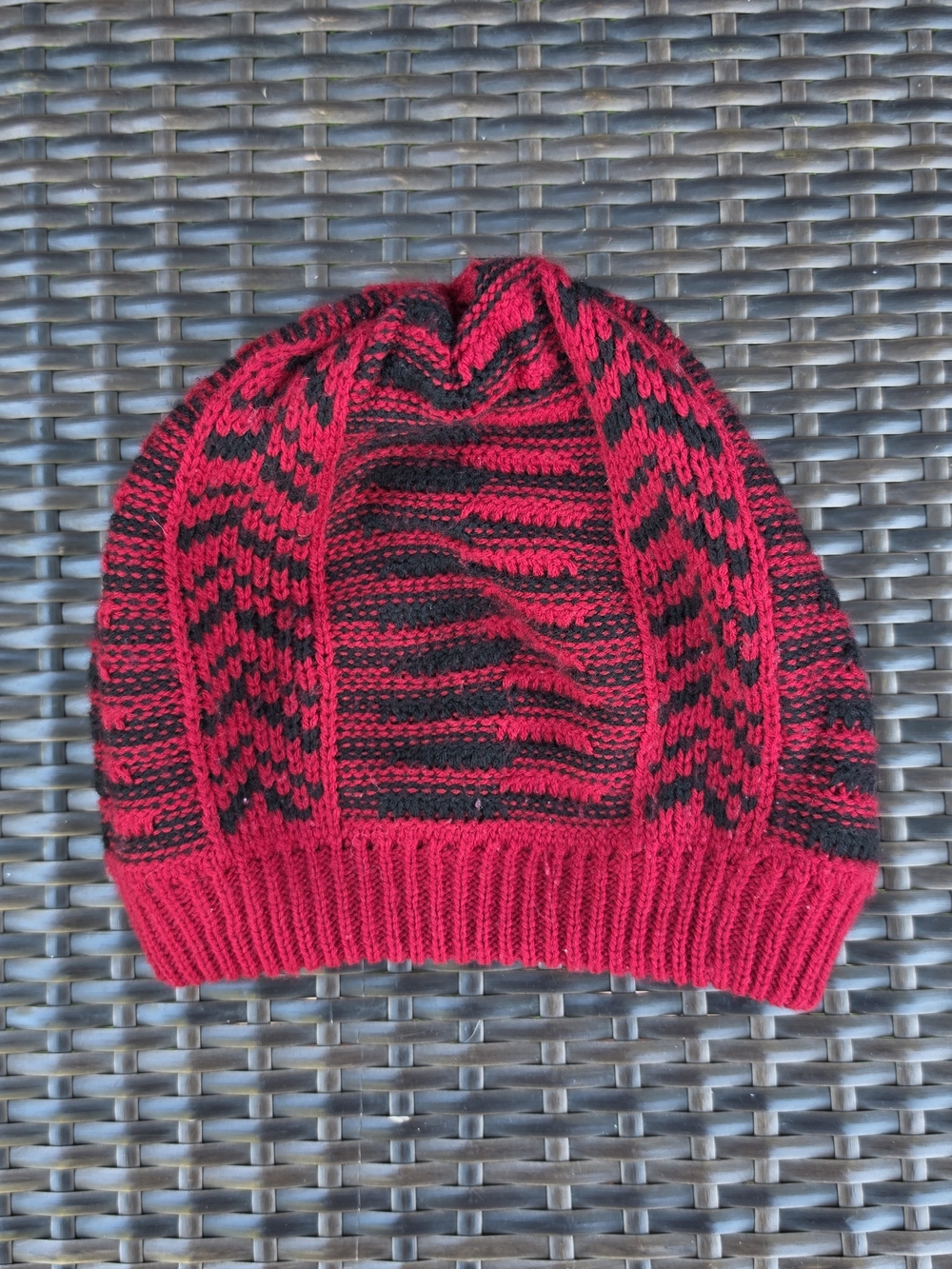 Anne Klein II Womens's Red and Black Knit Beanie